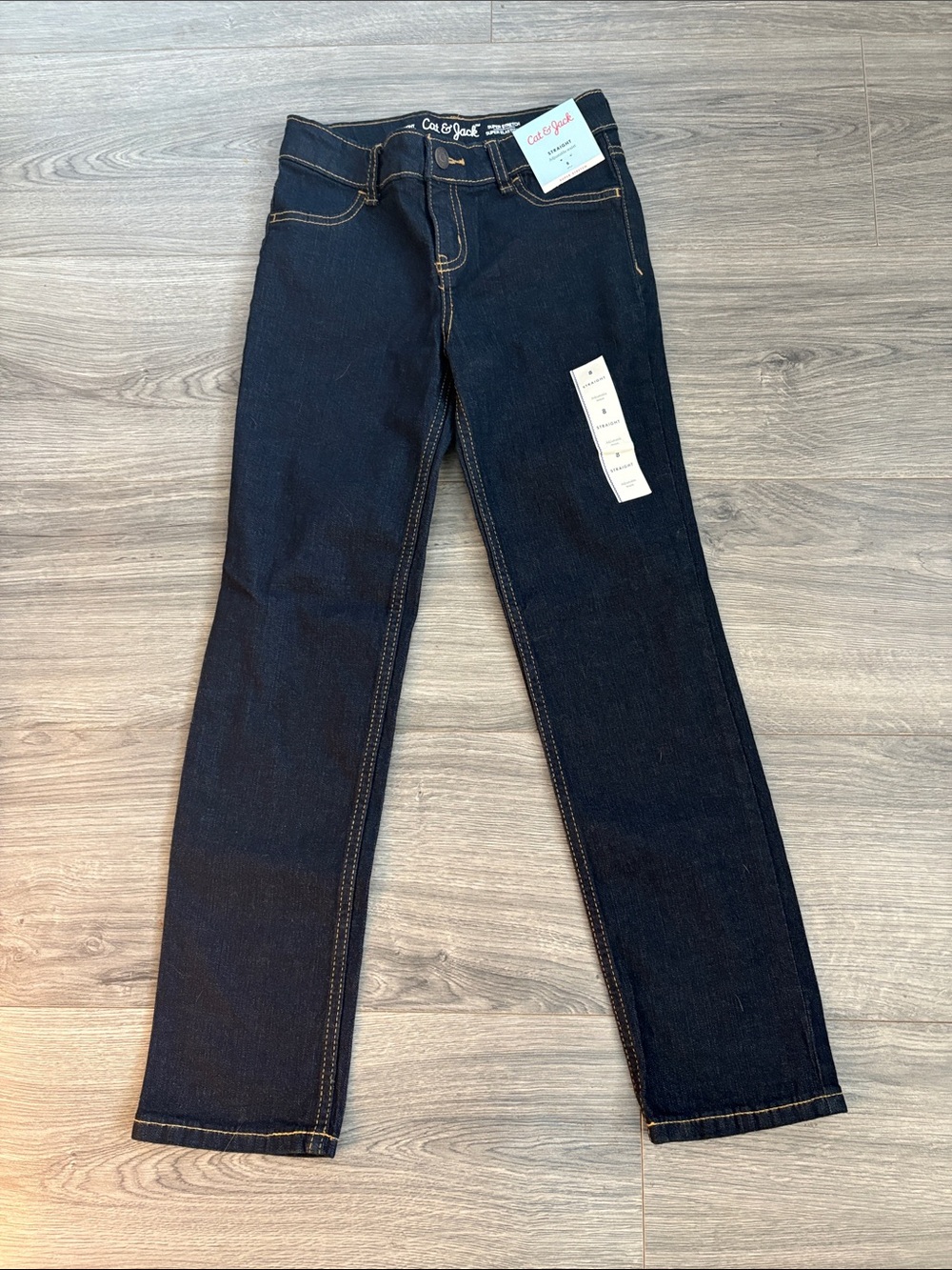 Cat & Jack Girl’s Stretch Straight Leg Jeans Dark Wash Size 8